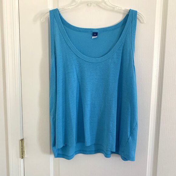 Old Navy EveryWear Linen Blend Tank Top Scoop Neck Sleeveless Blue Size XXL - Picture 4 of 5
